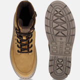 Bugatti Pallario casual boots in beige, featuring a lace-up closure and lug sole.
