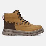 Side view of a Bugatti Pallario beige boot with brown accents, featuring a lace-up closure and a rugged sole.
