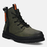 A green Men's bugatti Casual Boots featuring a round toe plain toe, stacked heel. Made from synthetic with a durable tpr outsole, this zipper design offers both style and comfort.