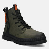 A green Men's bugatti Casual Boots featuring a round toe plain toe, stacked heel. Made from synthetic with a durable tpr outsole, this zipper design offers both style and comfort.