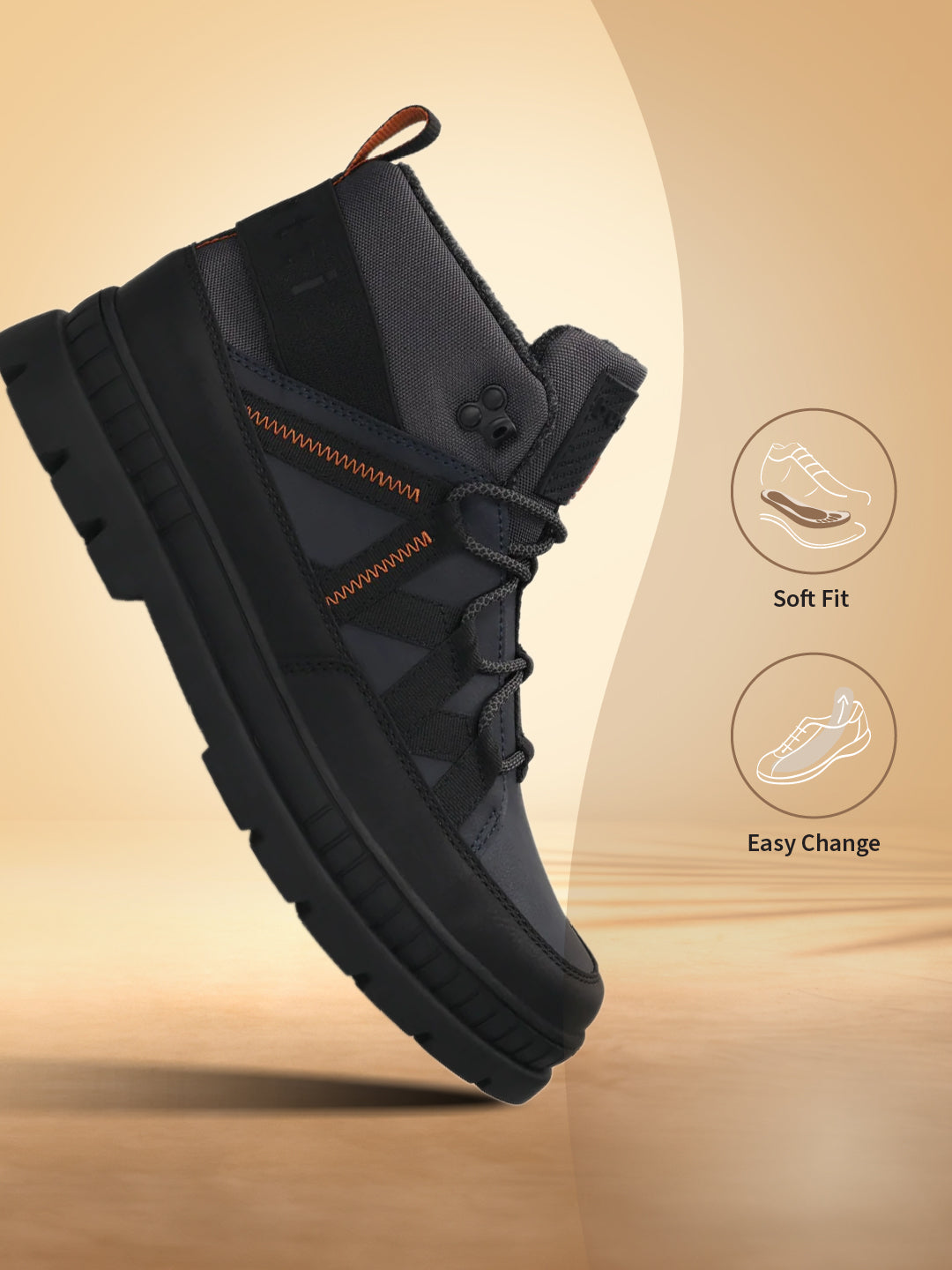 A blue Men's bugatti Casual Boots featuring a round toe plain toe, stacked heel. Made from synthetic with a durable tpr outsole, this laces design offers both style and comfort.