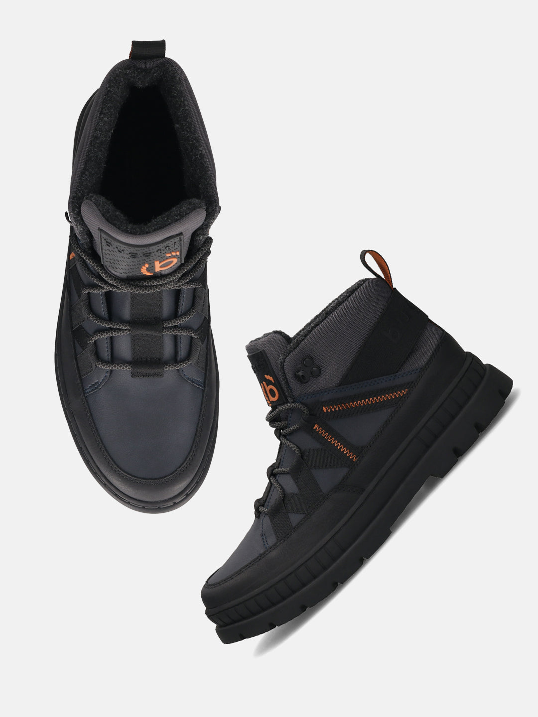 A blue Men's bugatti Casual Boots featuring a round toe plain toe, stacked heel. Made from synthetic with a durable tpr outsole, this laces design offers both style and comfort.