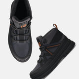 A blue Men's bugatti Casual Boots featuring a round toe plain toe, stacked heel. Made from synthetic with a durable tpr outsole, this laces design offers both style and comfort.