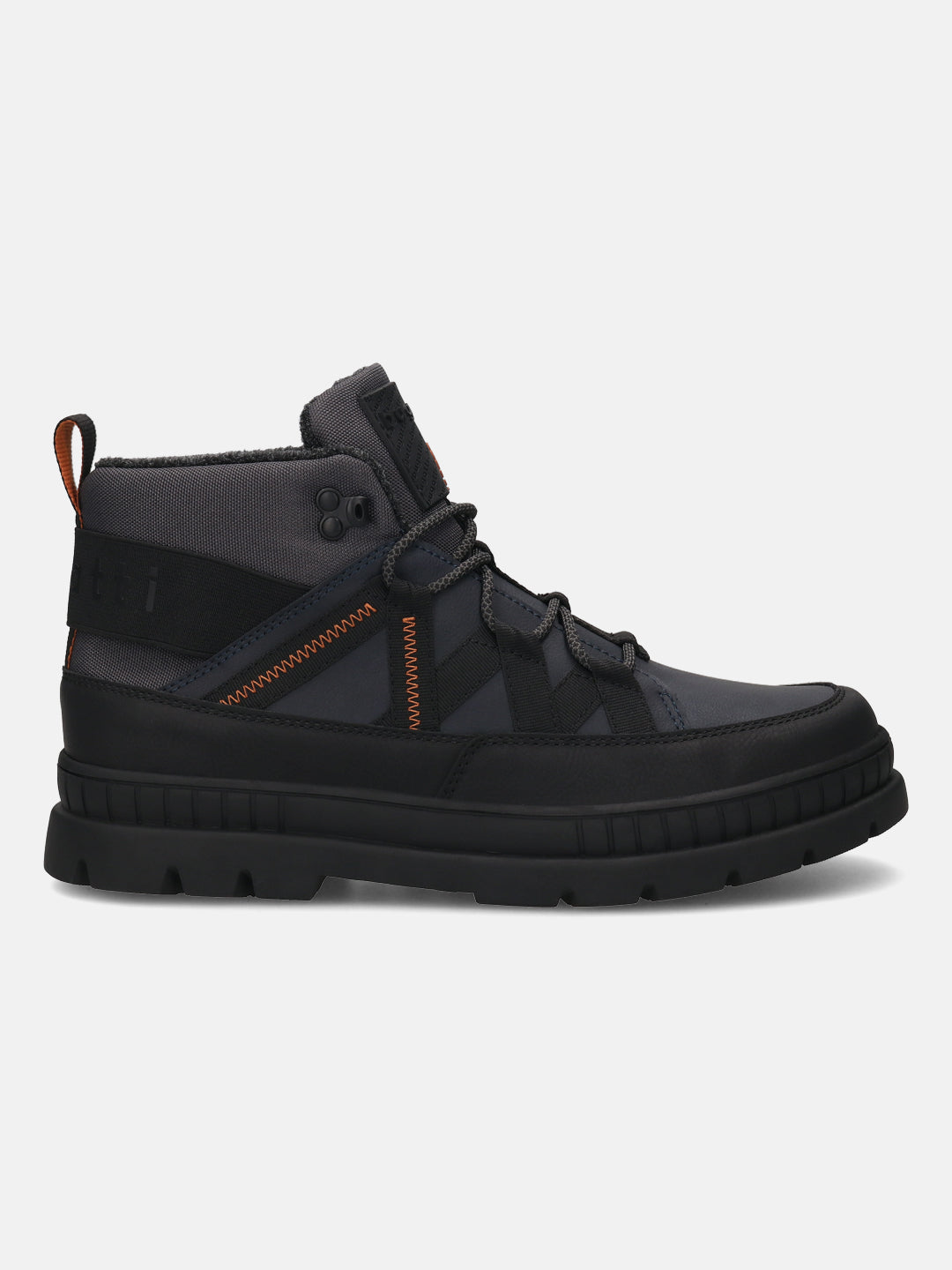 A blue Men's bugatti Casual Boots featuring a round toe plain toe, stacked heel. Made from synthetic with a durable tpr outsole, this laces design offers both style and comfort.