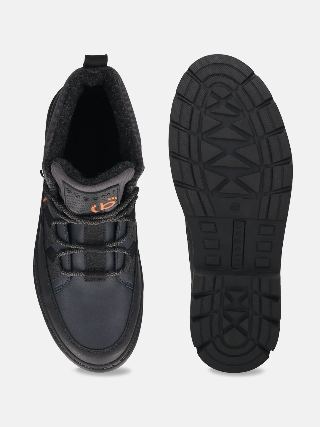 A blue Men's bugatti Casual Boots featuring a round toe plain toe, stacked heel. Made from synthetic with a durable tpr outsole, this laces design offers both style and comfort.