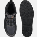 A blue Men's bugatti Casual Boots featuring a round toe plain toe, stacked heel. Made from synthetic with a durable tpr outsole, this laces design offers both style and comfort.