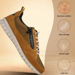 Yellow premium leather comfort sneakers by bugatti with breathable mesh and white laces.
