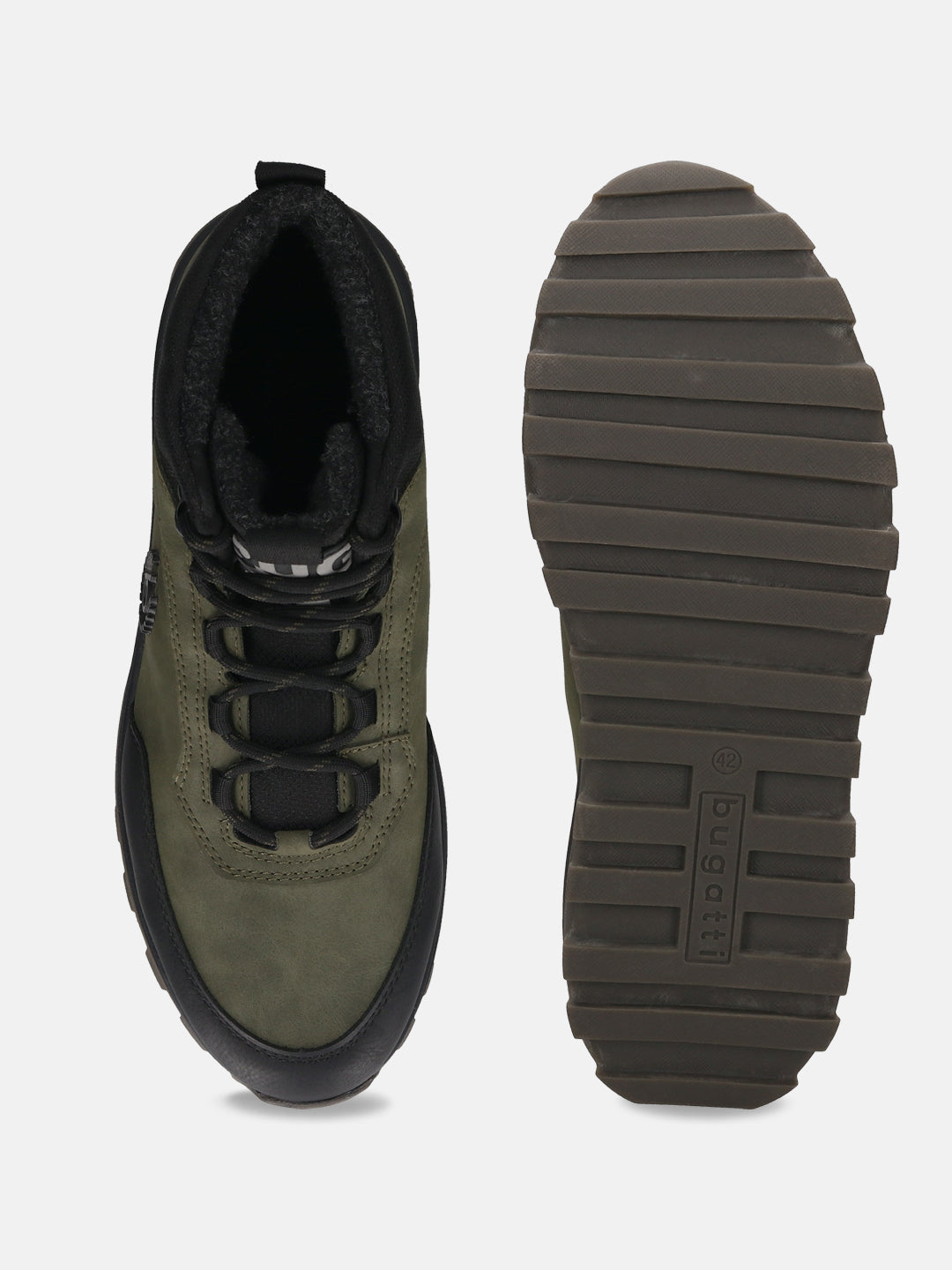 A green Men's bugatti Outdoor Sneakers featuring a round toe plain toe, zero heels heel. Made from synthetic with a durable tpr outsole, this laces design offers both style and comfort.