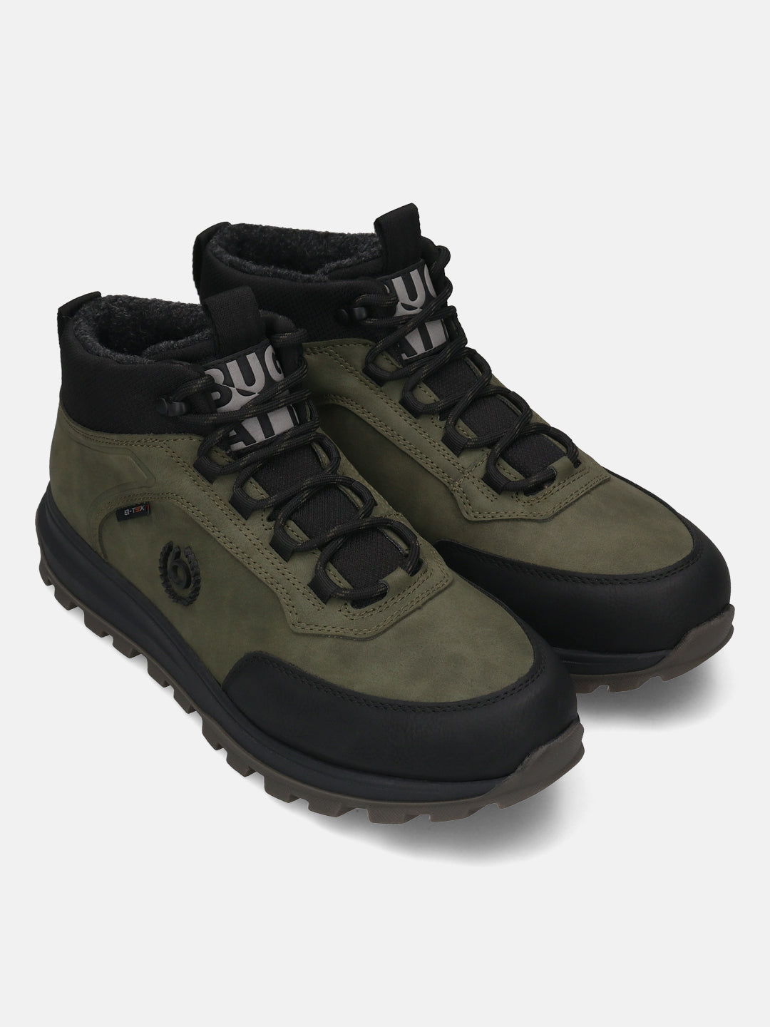 A green Men's bugatti Outdoor Sneakers featuring a round toe plain toe, zero heels heel. Made from synthetic with a durable tpr outsole, this laces design offers both style and comfort.