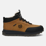 Cognac comfort sneaker by bugatti with black accents and lace-up closure.