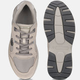 Bugatti Parry beige premium leather sneakers, showing the top and sole.