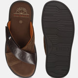bugatti Derek dark brown  Premium Leather Comfort Cross Strap Sandals