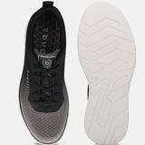 Bugatti Astra dark gray comfort athleisure sneakers, showing upper and sole, with black accents and lace-up closure.

