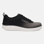 Side view of the bugatti Astra athleisure sneaker in a gradient from dark gray to light gray, with a white sole.