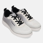 bugatti Astra white comfort athleisure sneakers with black laces and a white sole.
