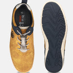 bugatti Glenans yellow Comfort Sneakers, shown from above with perforated upper and navy sole.