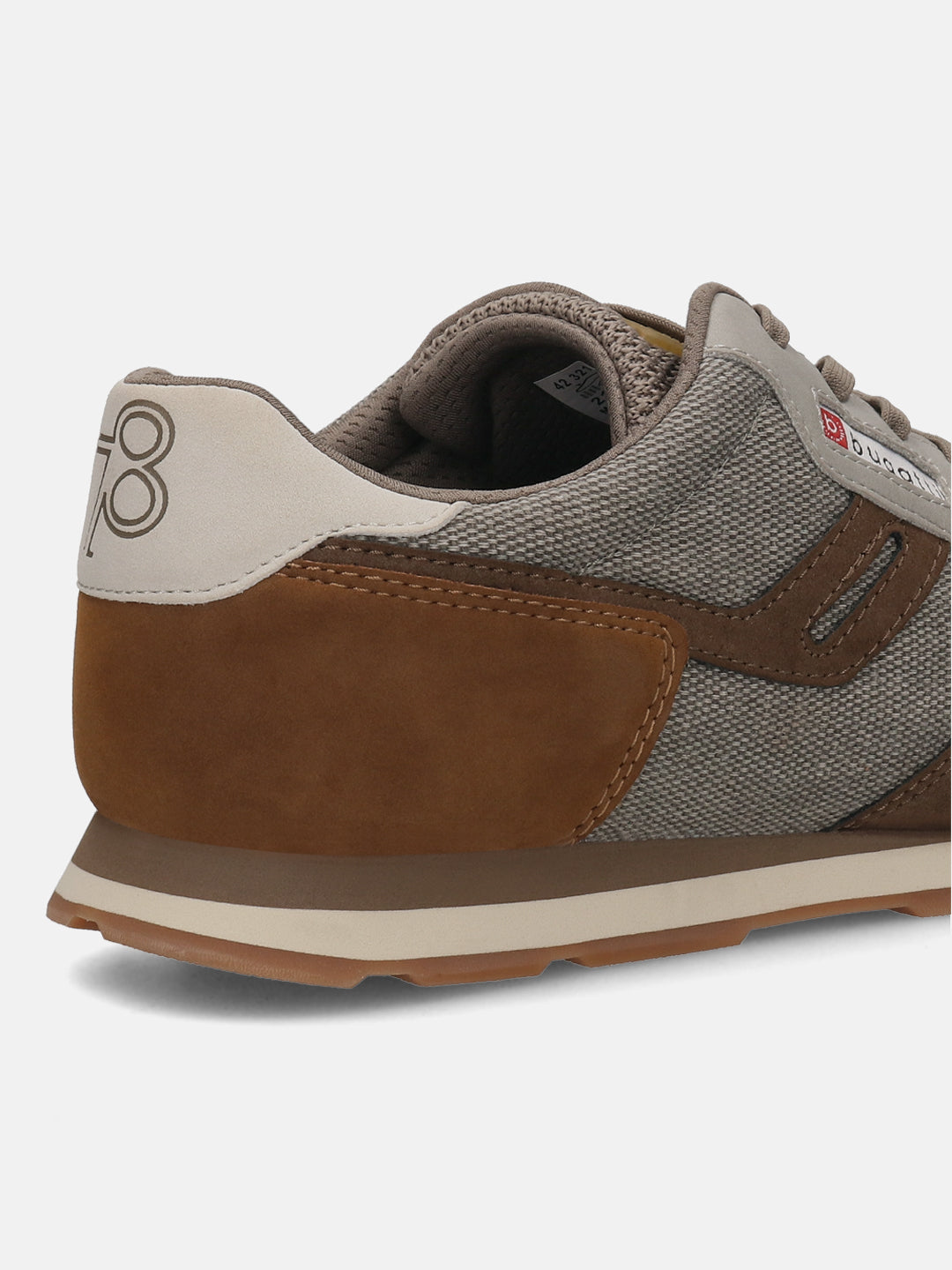 Cropped view of a bugatti Sacramento comfort sneaker in shades of brown, with a retro-inspired design.
