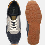 bugatti Sacramento multicolor comfort sneakers, shown from the top and sole, featuring white laces and a brown outsole.