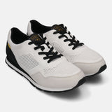 Pair of bugatti Sacramento white sneakers featuring a breathable mesh upper, black laces, and cushioned sole.