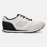 Side view of a Bugatti Sacramento sneaker in white with black accents and a lace-up closure.