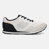 Side view of a Bugatti Sacramento sneaker in white with black accents and a lace-up closure.