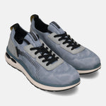 Bugatti Sandar comfort athleisure sneakers in light blue with black laces and a gray accent panel.
