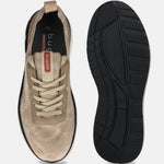 bugatti Sandar athleisure sneakers in beige, shown with matching laces and a black textured sole.