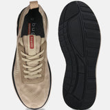 bugatti Sandar athleisure sneakers in beige, shown with matching laces and a black textured sole.