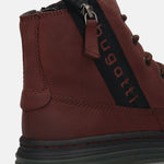 Cropped view of a Bugatti Drake Bordo boot, crafted from premium leather, featuring a side zip and a comfortable, casual style.
