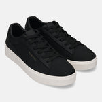 Pair of black bugatti Gunter comfort sneakers with black laces and white soles.