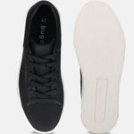 bugatti Gunter black comfort sneakers, shown from above with black laces and white soles.