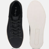 bugatti Gunter black comfort sneakers, shown from above with black laces and white soles.