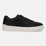 Side view of black bugatti Gunter Comfort Sneakers with white platform sole and black laces.