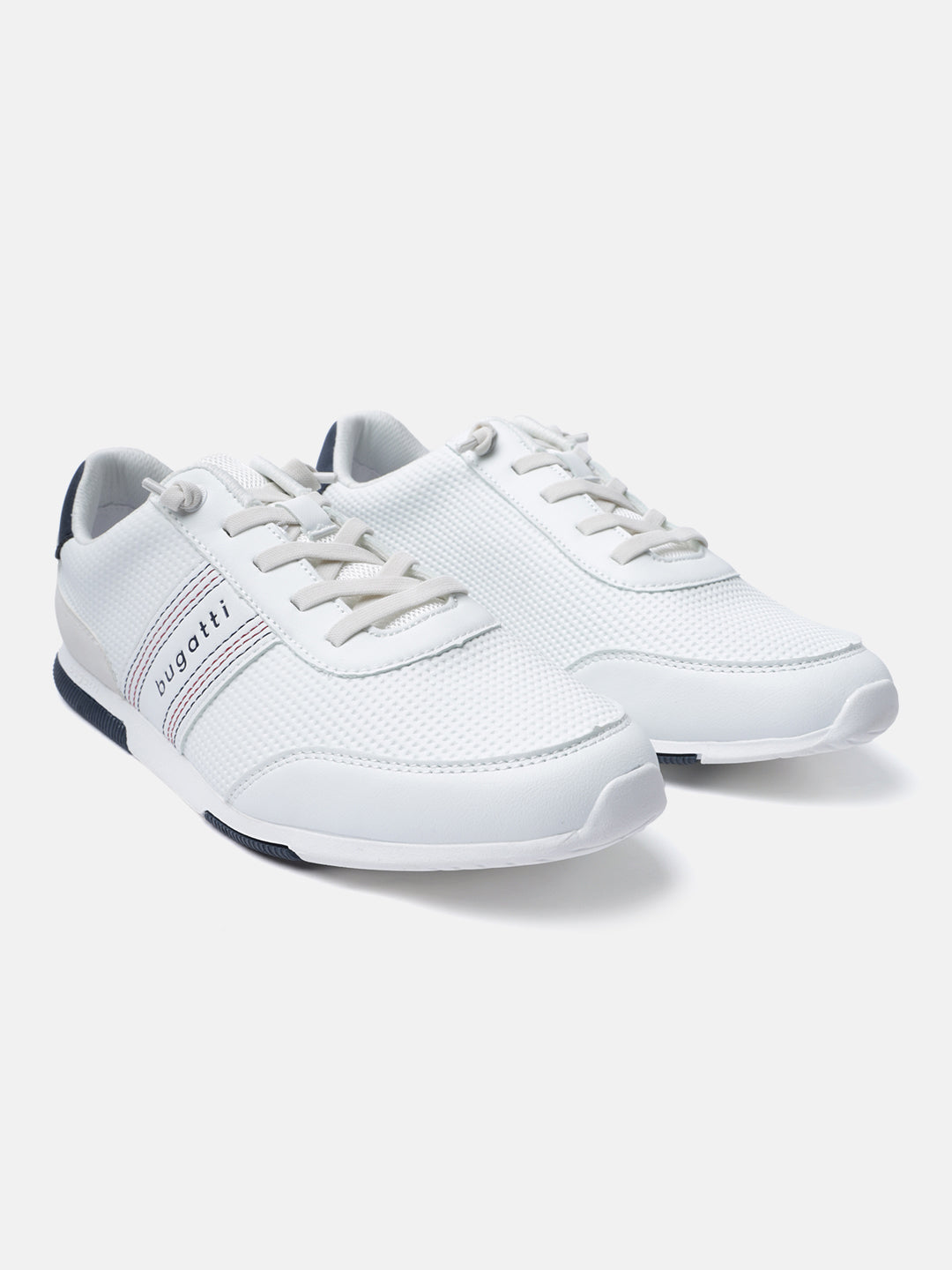 White comfort sneakers by bugatti with a textured, lightweight design.