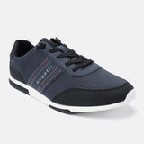 Dark blue comfort sneaker by bugatti, featuring a mesh upper with black accents and a white sole.