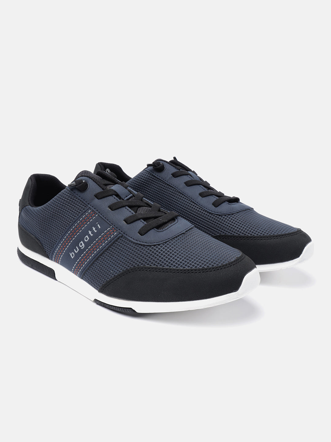 Dark blue comfort sneakers by bugatti with black accents and white soles.