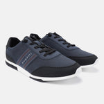 Dark blue comfort sneakers by bugatti with black accents and white soles.