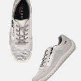 Bugatti Bermudas white Comfort Sneakers. The sneakers feature a white mesh upper with gray suede trim and laces. Visible zipper detail on side.