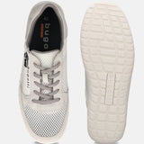 bugatti Bermudas white Comfort Sneakers with a mesh upper, gray laces, and a textured rubber sole.
