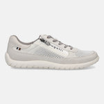 Side view of a bugatti Bermudas comfort sneaker in white, featuring a breathable mesh upper and a side zipper.
