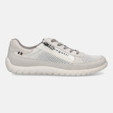 Side view of a bugatti Bermudas comfort sneaker in white, featuring a breathable mesh upper and a side zipper.
