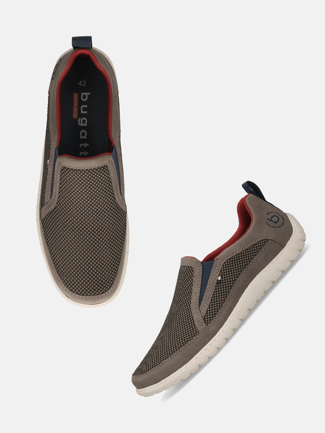 Bugatti Bermudas dark gray slip-on casual shoes, featuring a mesh upper, a low-profile silhouette, and a contrasting sole.
