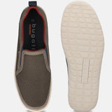 Bugatti Bermudas dark grey slip-on casual shoes, featuring a textured upper and a white sole.
