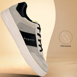 A bugatti Mackay light gray sneaker with a white sole and black accents, shown at a slight angle.
