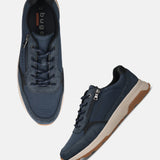 Bugatti Jerit dark blue Comfort Sneakers with laces and a side zipper.