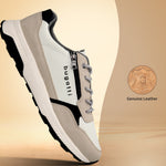 bugatti Jerit beige comfort sneaker with a side zipper, laces, and black outsole.