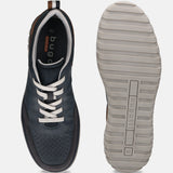 Bugatti Samana comfort sneakers in dark blue leather, seen from the top and sole.