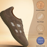 Men's Bugatti lifestyle beige leather shoes with a round toe , a rubber outsole.