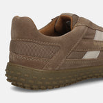 Men's Bugatti lifestyle beige leather shoes with a round toe , a rubber outsole.