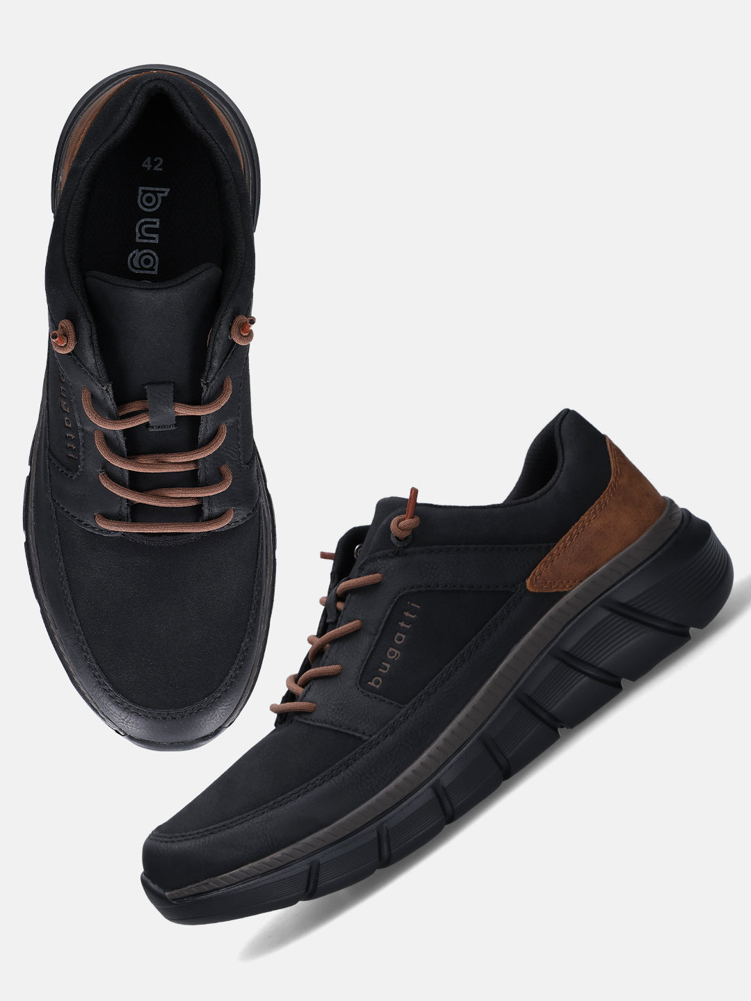 Bugatti Anaheim Black Comfort Sneakers top and side view